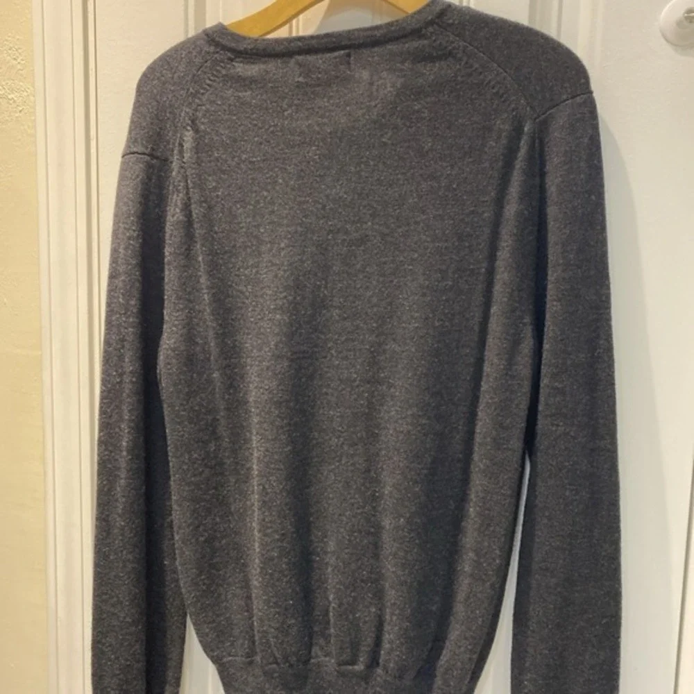 Express dark gray merino wool v-neck long sleeve sweater - medium            812